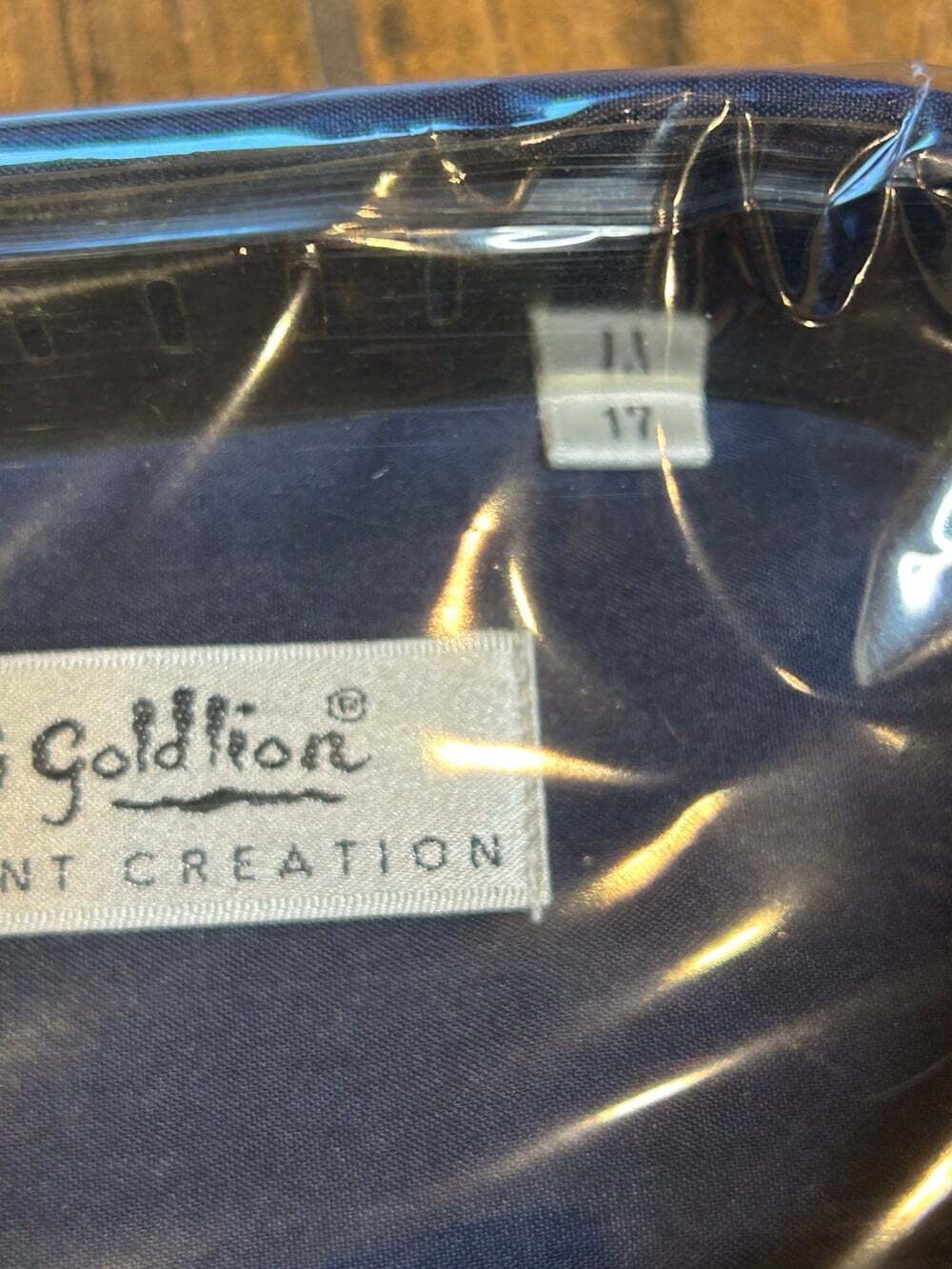 Goldlion Men's Vintage Navy Blue Short Sleeve Shirt Size 17 Wrinkle Free NWT - Picture 2 of 4